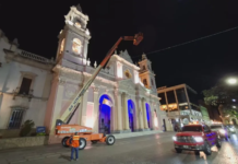 Comenzó la renovación del sistema de iluminación de la Catedral Basílica